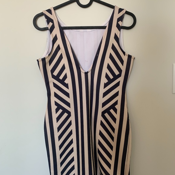 2B Bebe - Beige & Navy Dress - Size Small - Picture 2 of 2